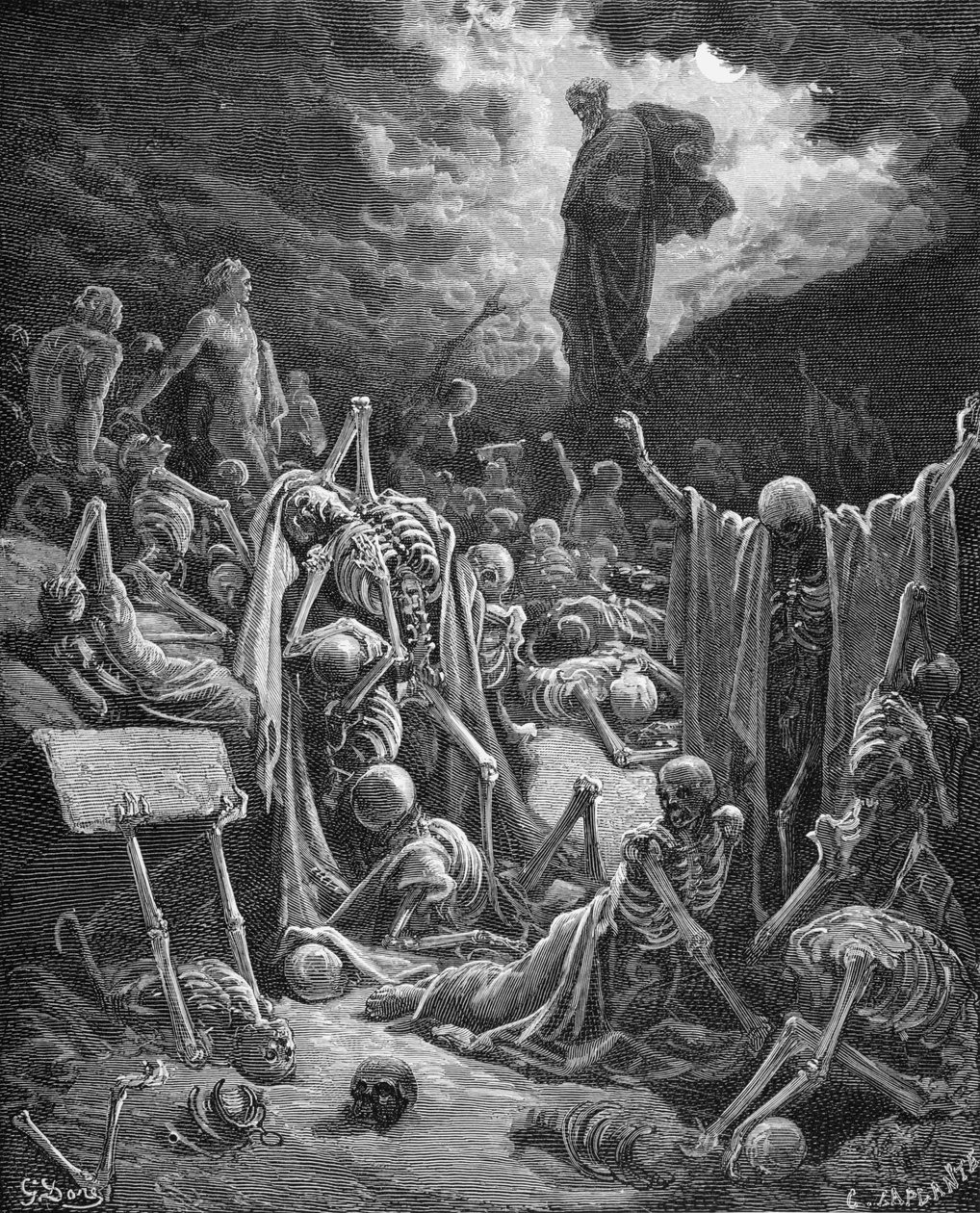 gustave dore the vision of the valley of dry bones ezekiel 371 2 illustration from dores the (meisterdrucke 114752)